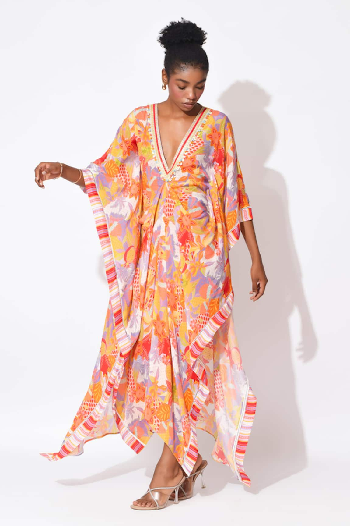 Rishi & Vibhuti Luna Embellished Printed Kaftan