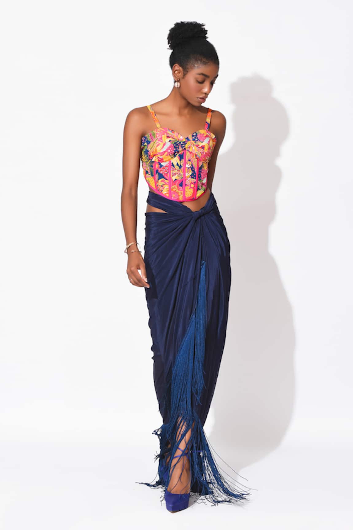 Rishi & Vibhuti Twilight Embroidered Corset With Skirt