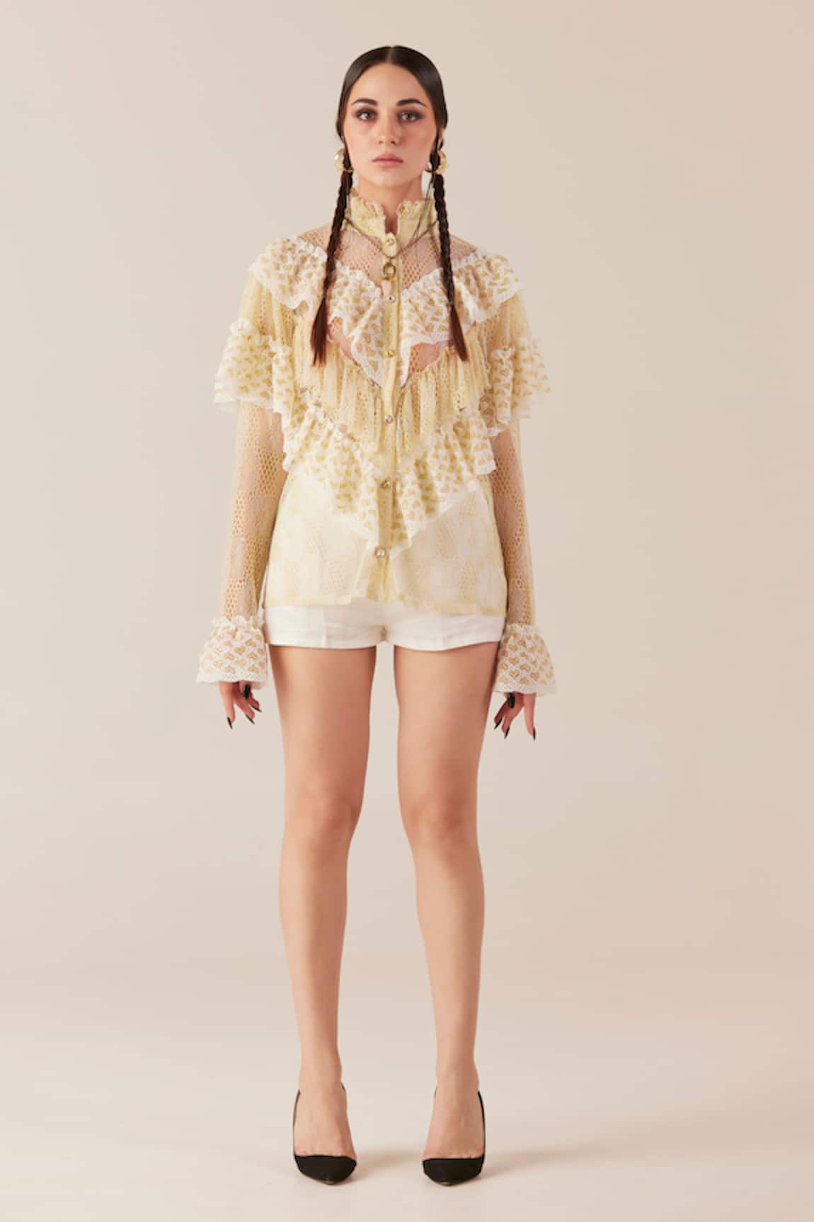 TheRealB Floral Embroidered Top & Shorts Set
