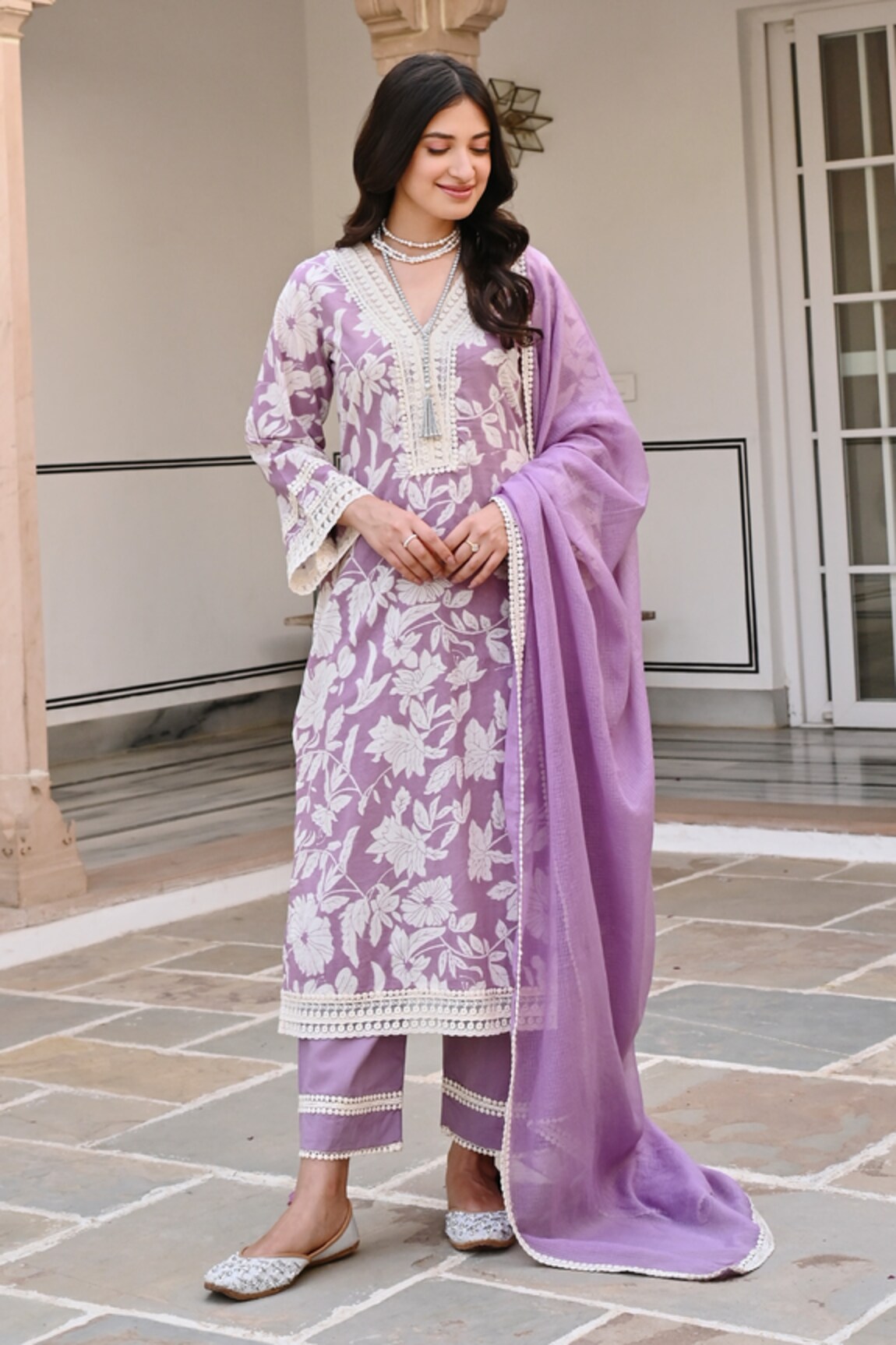 KARAJ JAIPUR Cotton Floral Print Kurta Set