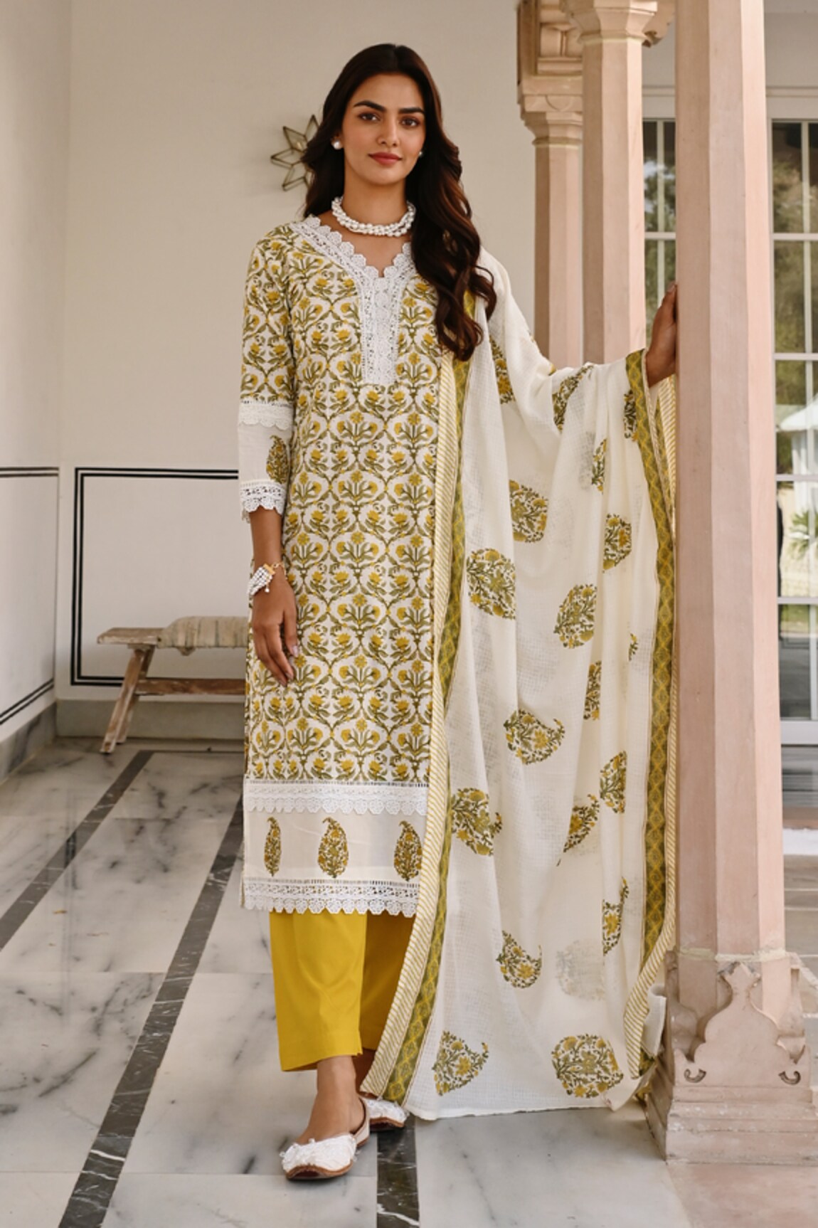 KARAJ JAIPUR Floral Butta Print Kurta Set