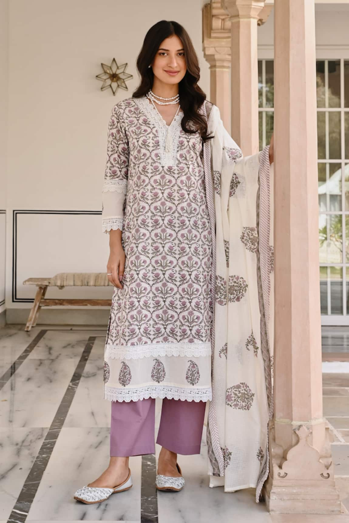 KARAJ JAIPUR Mughal Print Kurta Set