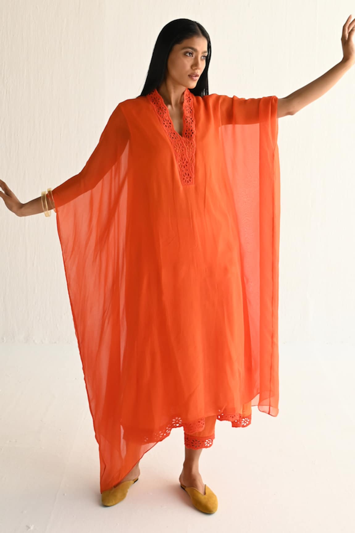 Shorshe Clothing Plain Layered Kaftan With Pant