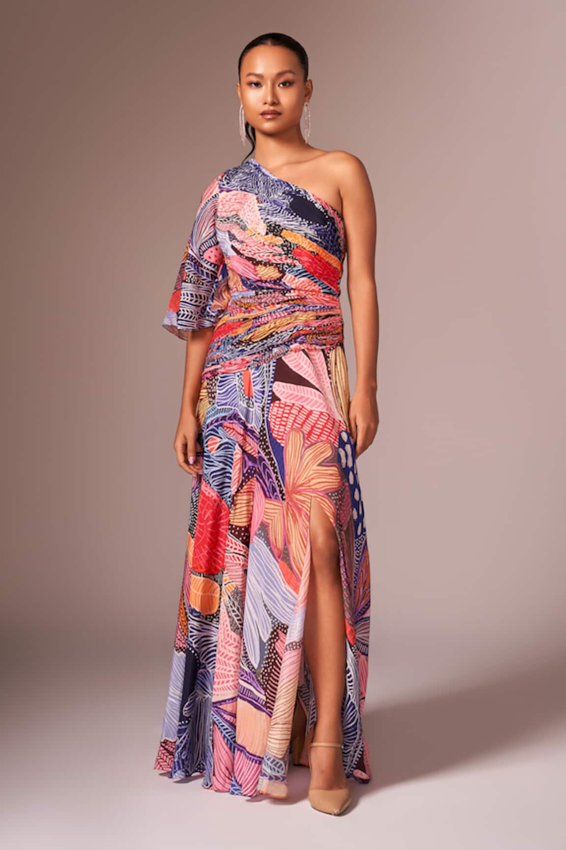 neetiandmudita Floral Print Draped Dress