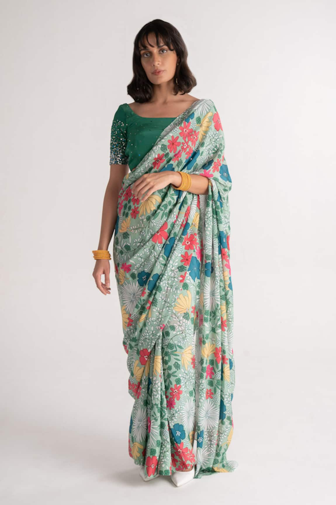 Vishala Shree Angelica Floral Print Saree With Blouse