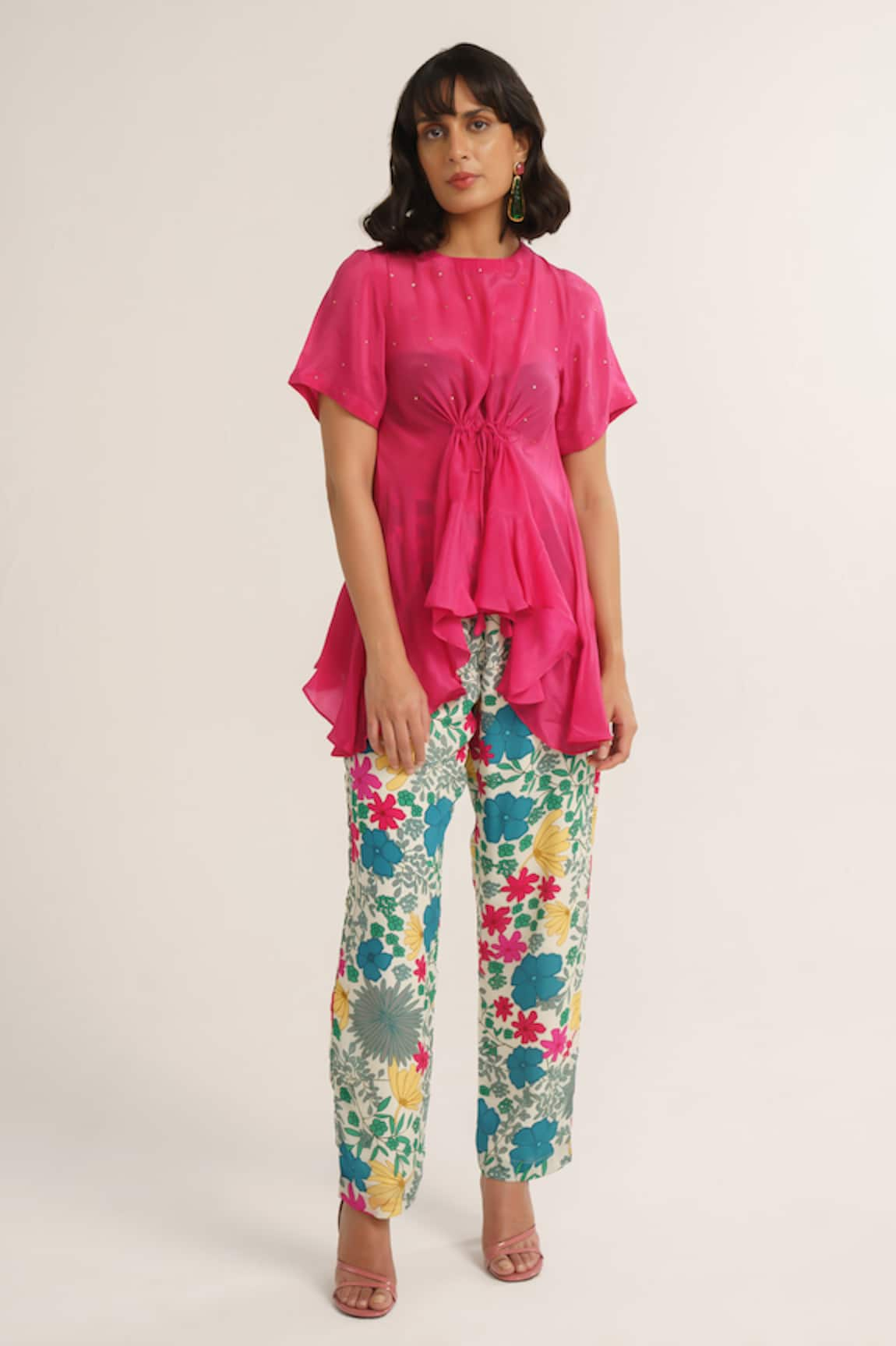 Vishala Shree Azalea Asymmetric Top With Floral Print Pant