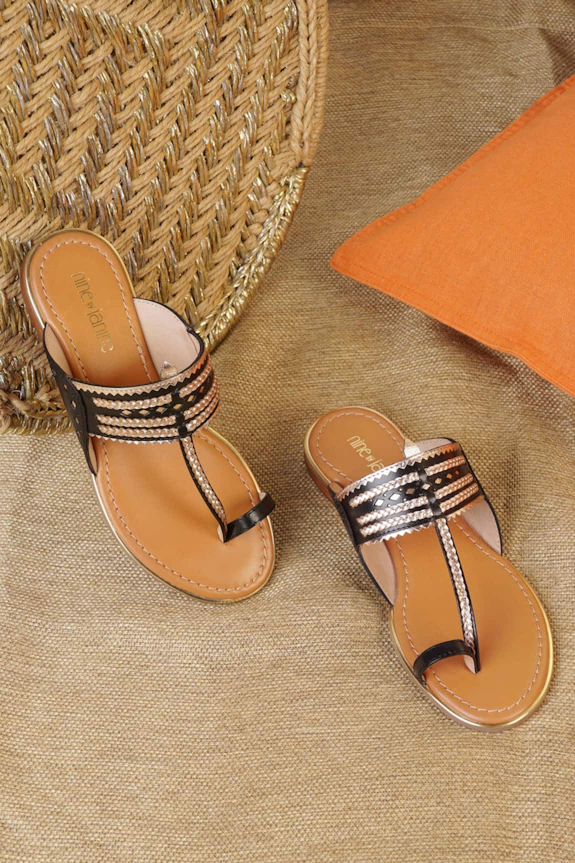 Nine By Janine Octavia Handwoven Strap Kolhapuri Sandals