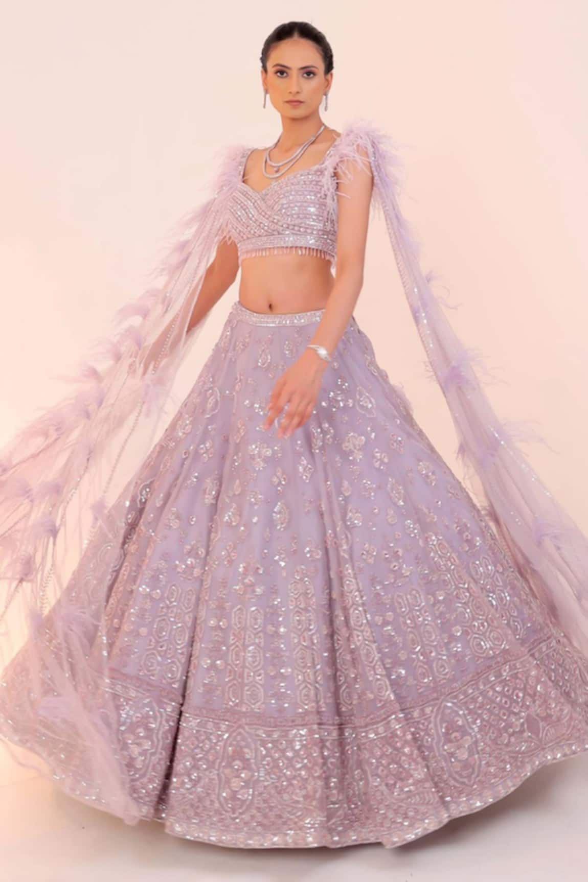 Sidhaarth & Disha Sequin Hand Embroidered Lehenga With Cape Blouse