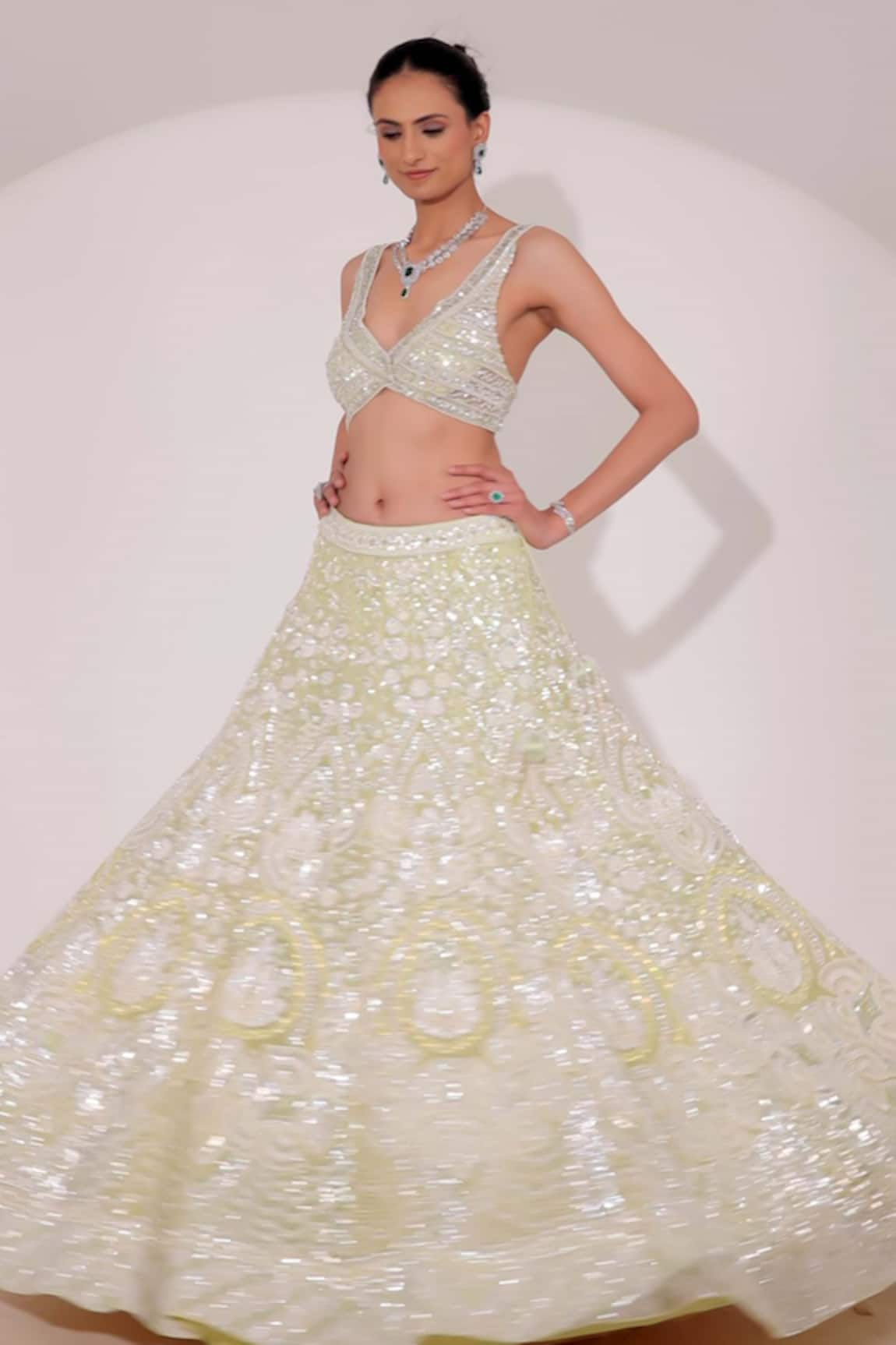 Sidhaarth & Disha Floral Embroidered Lehenga & Blouse Set