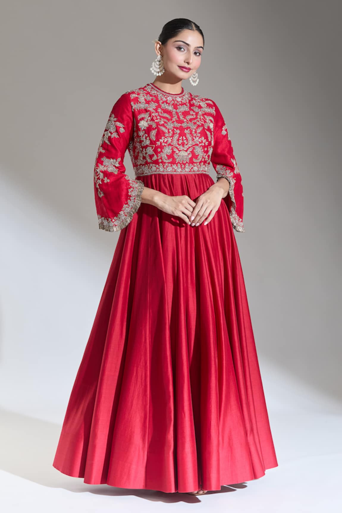 JAYANTI REDDY Dori Floral Embroidered Anarkali