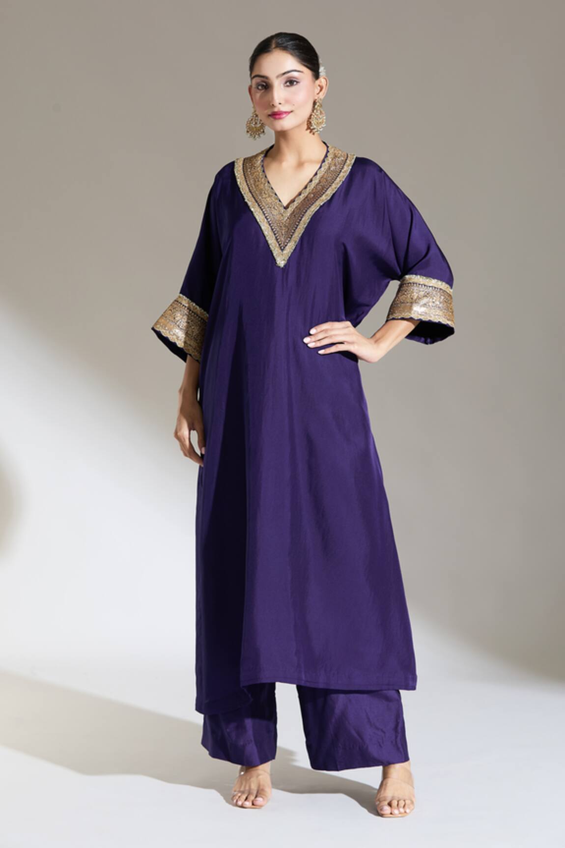 JAYANTI REDDY Kiran Border Embroidered Kaftan Kurta