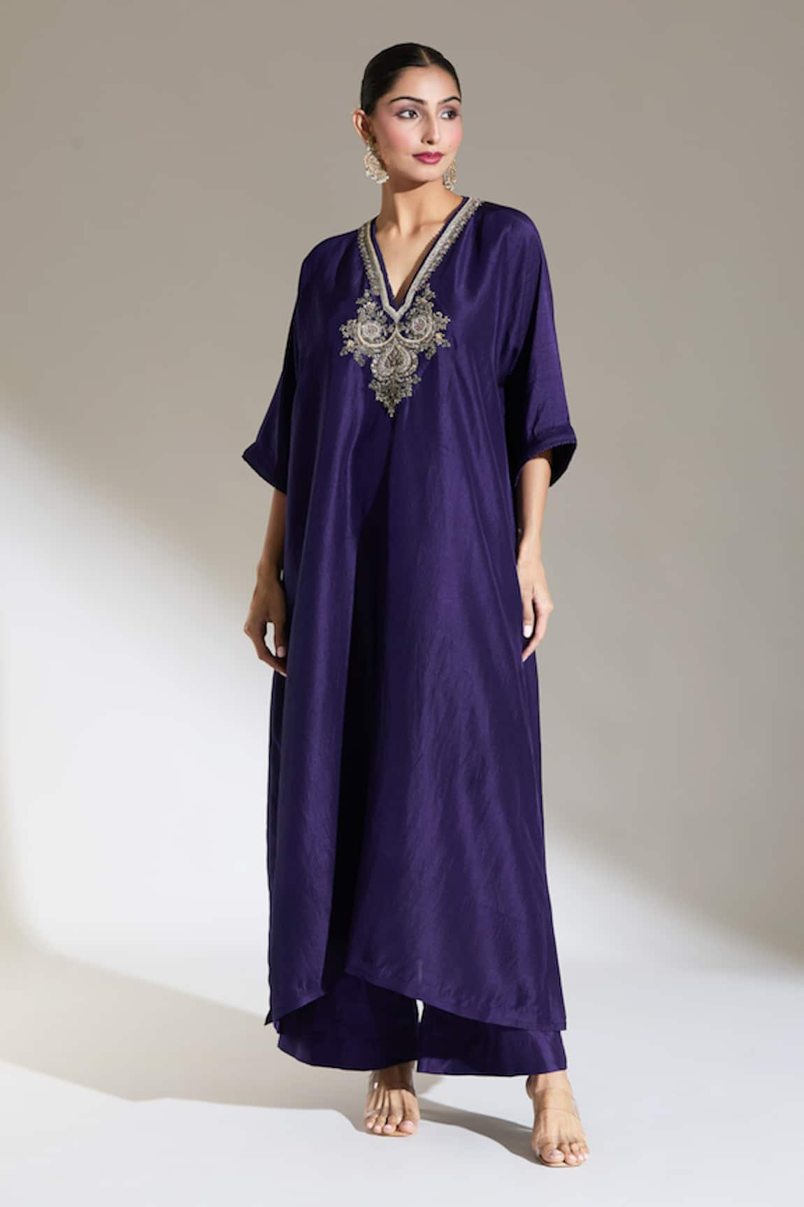 JAYANTI REDDY Zardozi Embroidered Yoke Kaftan