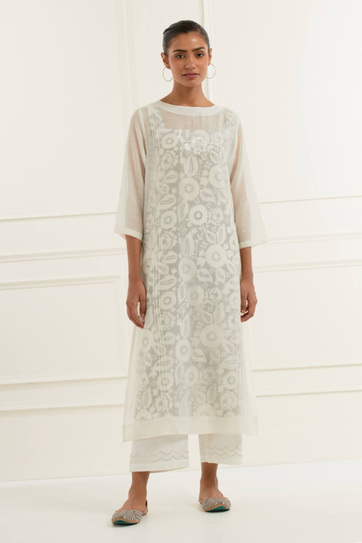 Kamaltaas Scallop Pittan Embroidered Flared Pant