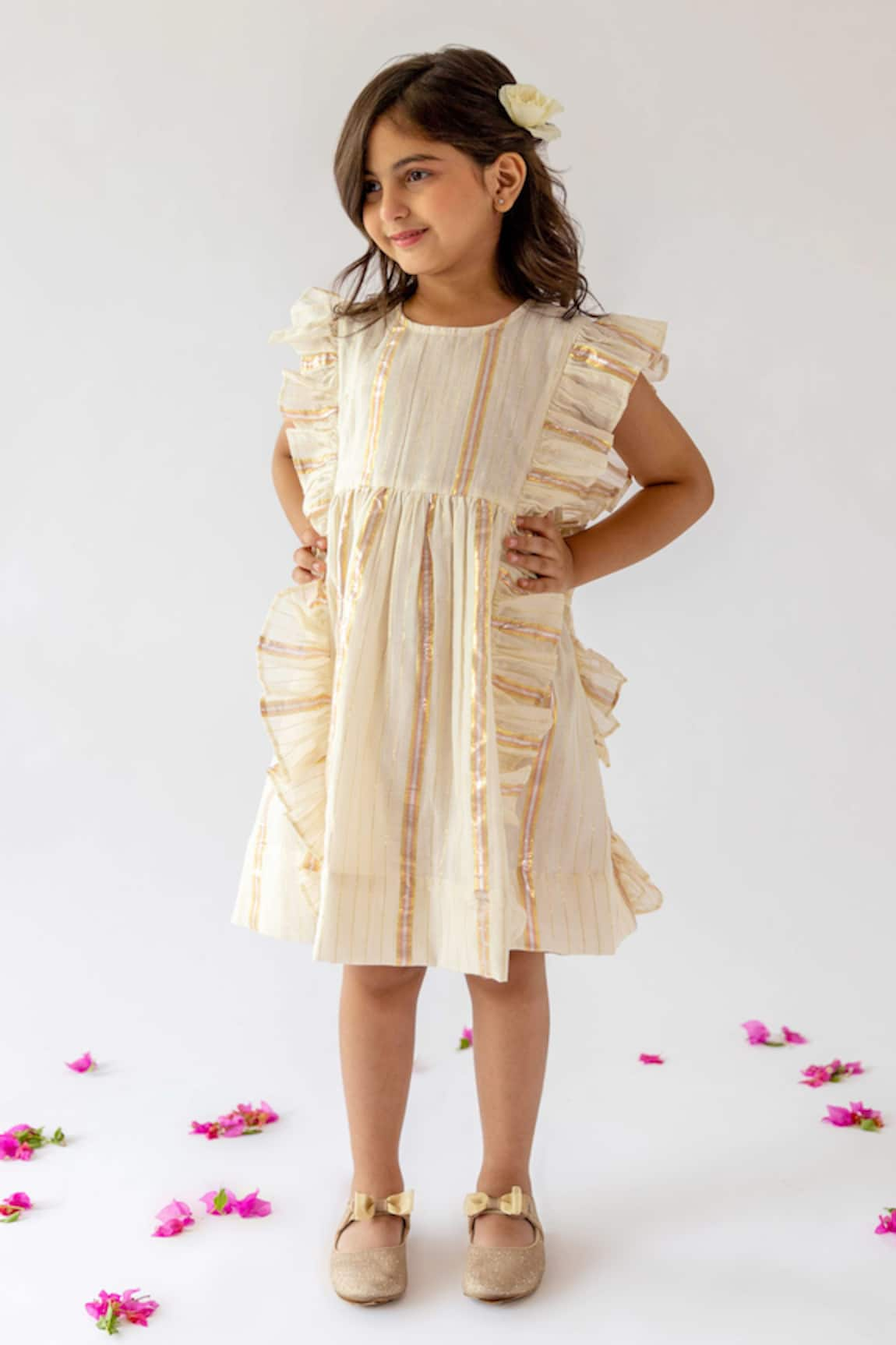 Kevaclothing Stripe Pattern Ruffled Dress