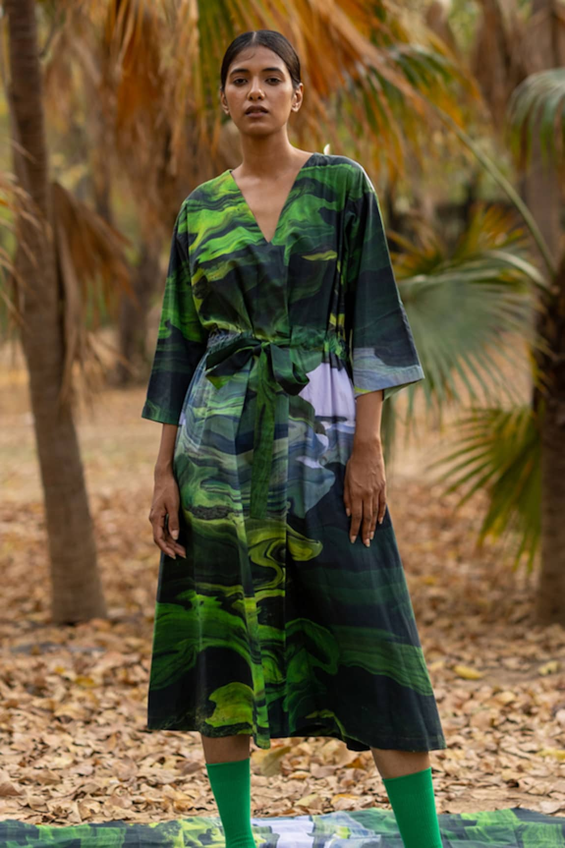 Doodlage Scenic Print Midi Dress