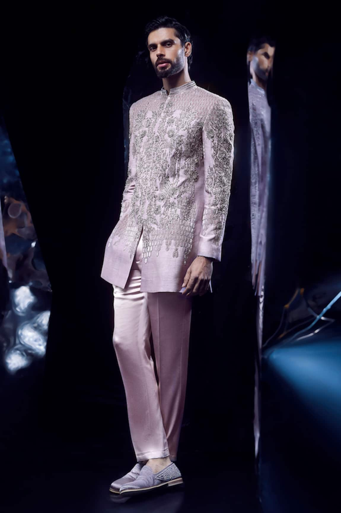 Rohit Gandhi + Rahul Khanna Textured Embroidered Sherwani Set