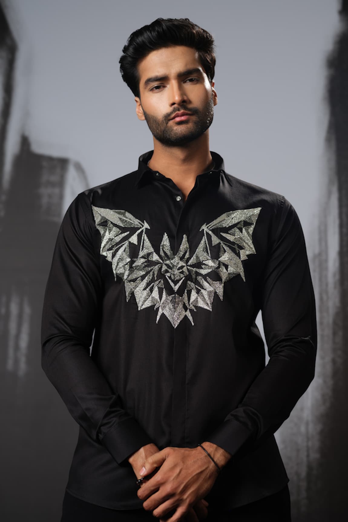 Sanjana reddy Designs 3D Bat Hand Embroidered Shirt