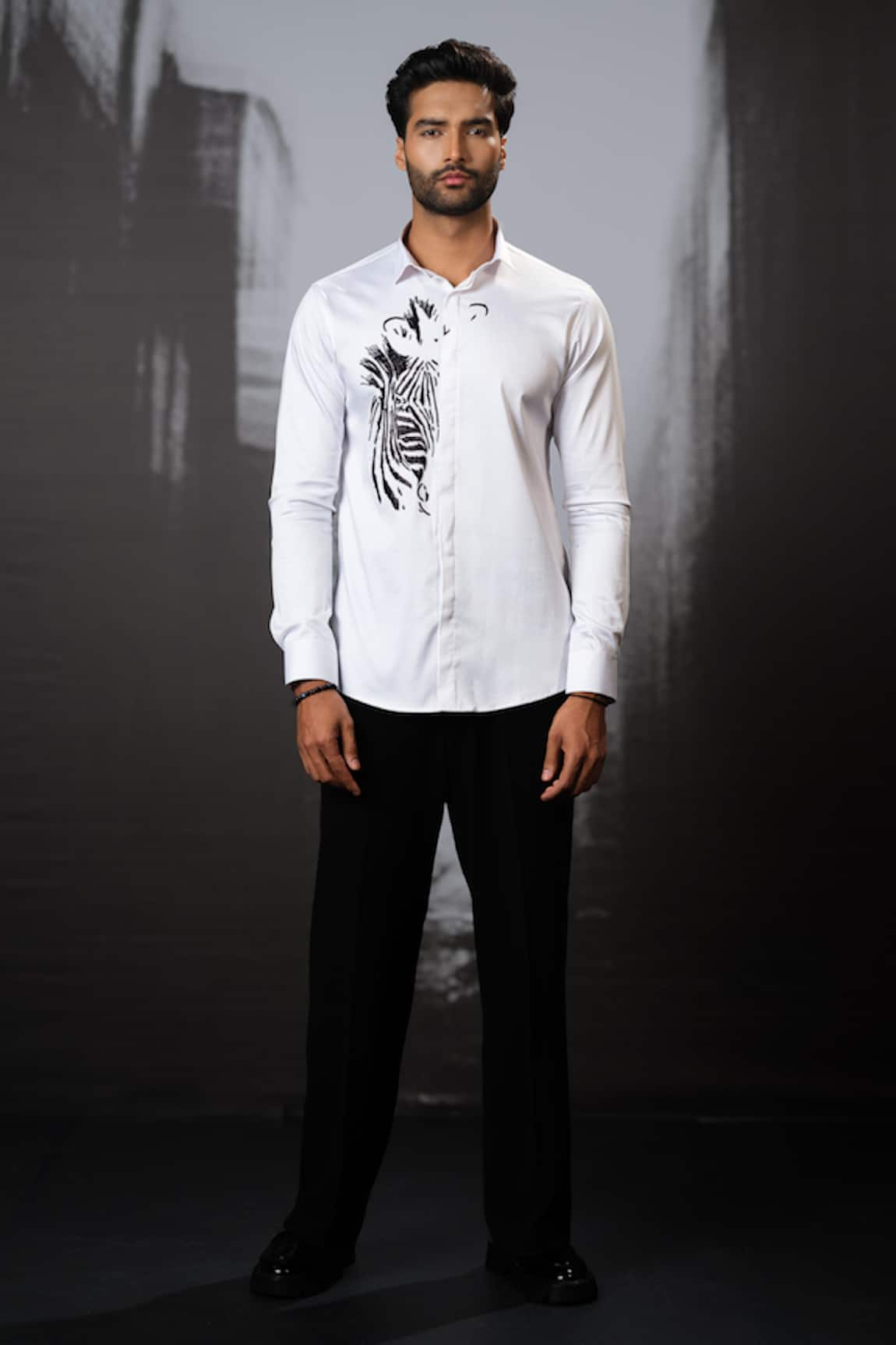 Sanjana reddy Designs Zebra Hand Embroidered Shirt