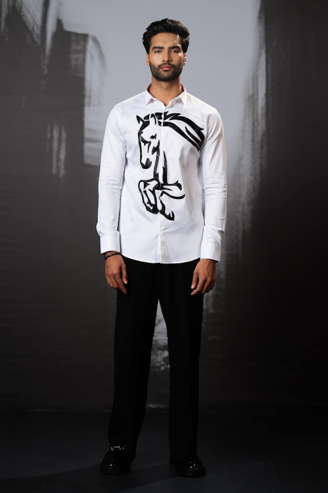 Sanjana reddy Designs Running Horse Embroidered Shirt