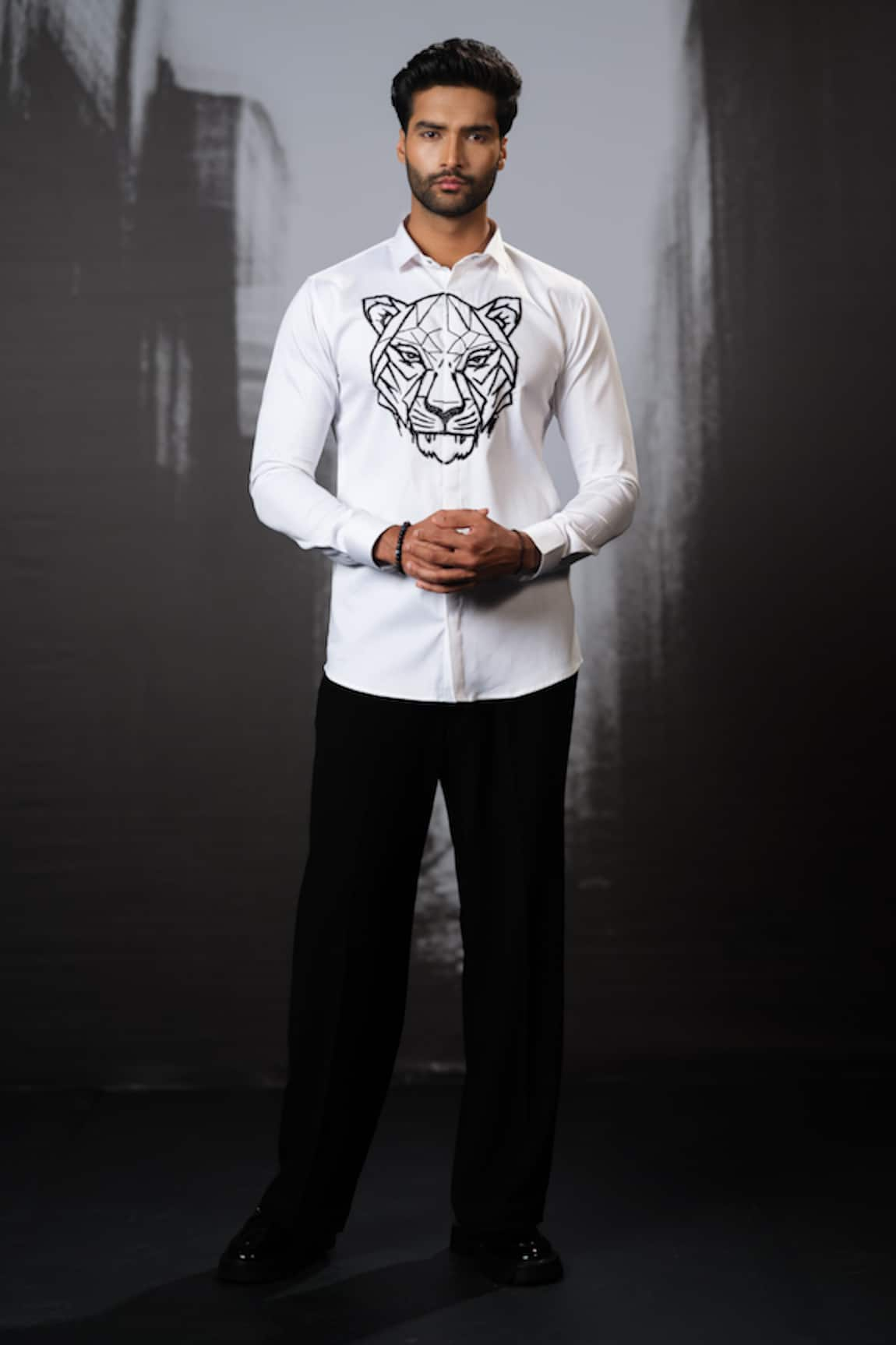 Sanjana reddy Designs Tiger Face Embroidered Shirt