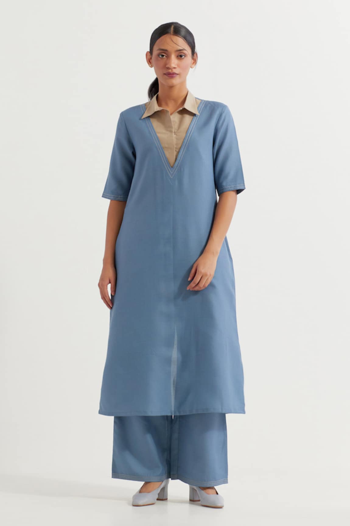 TIC Two Tone Collared Kurta With Pant