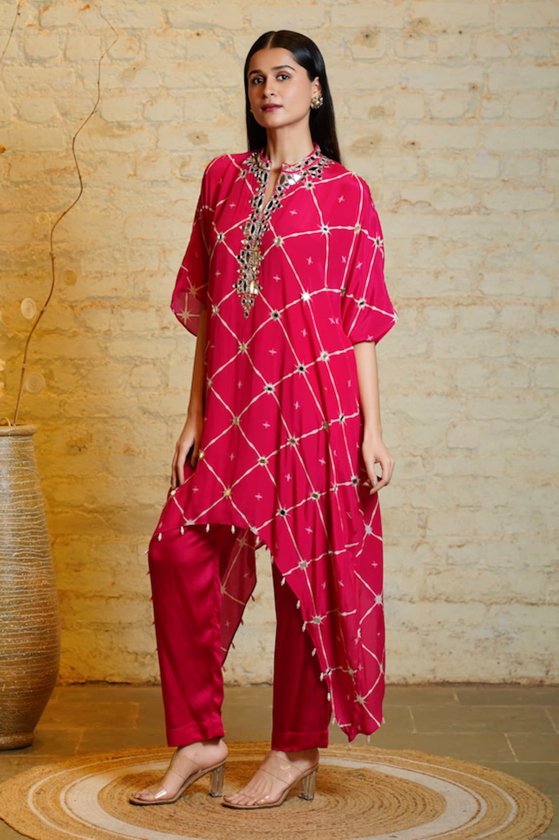 Sajeda A Lehry Zoya Hand Embroidered Kaftan With Pant