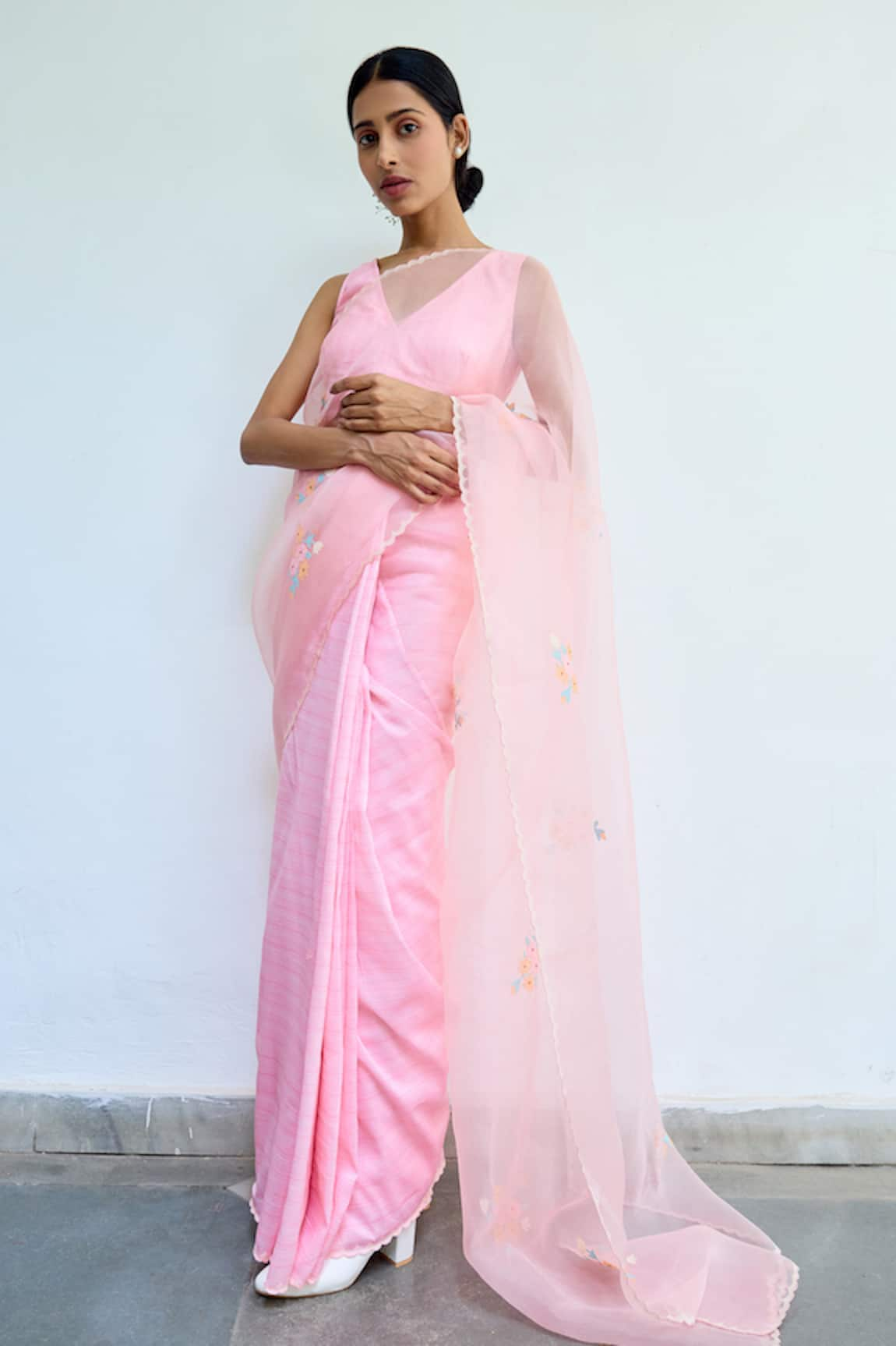 Ayaka Silk organza Floral Embroidered Saree