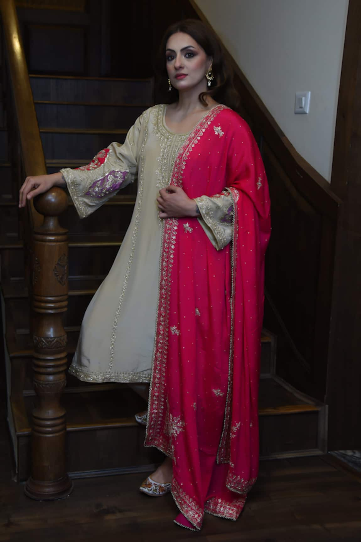 Cilwana Studio Sheer Embroidered Kurta With Pant Set