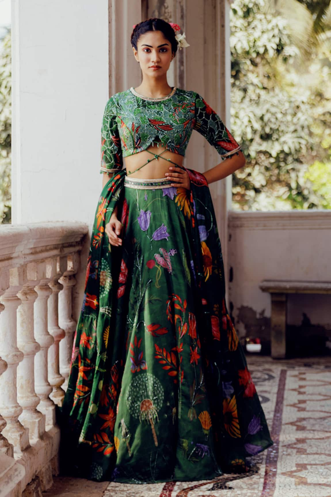 17:17 by Simmi Saboo Vamika Trible Floral Print Lehenga Set