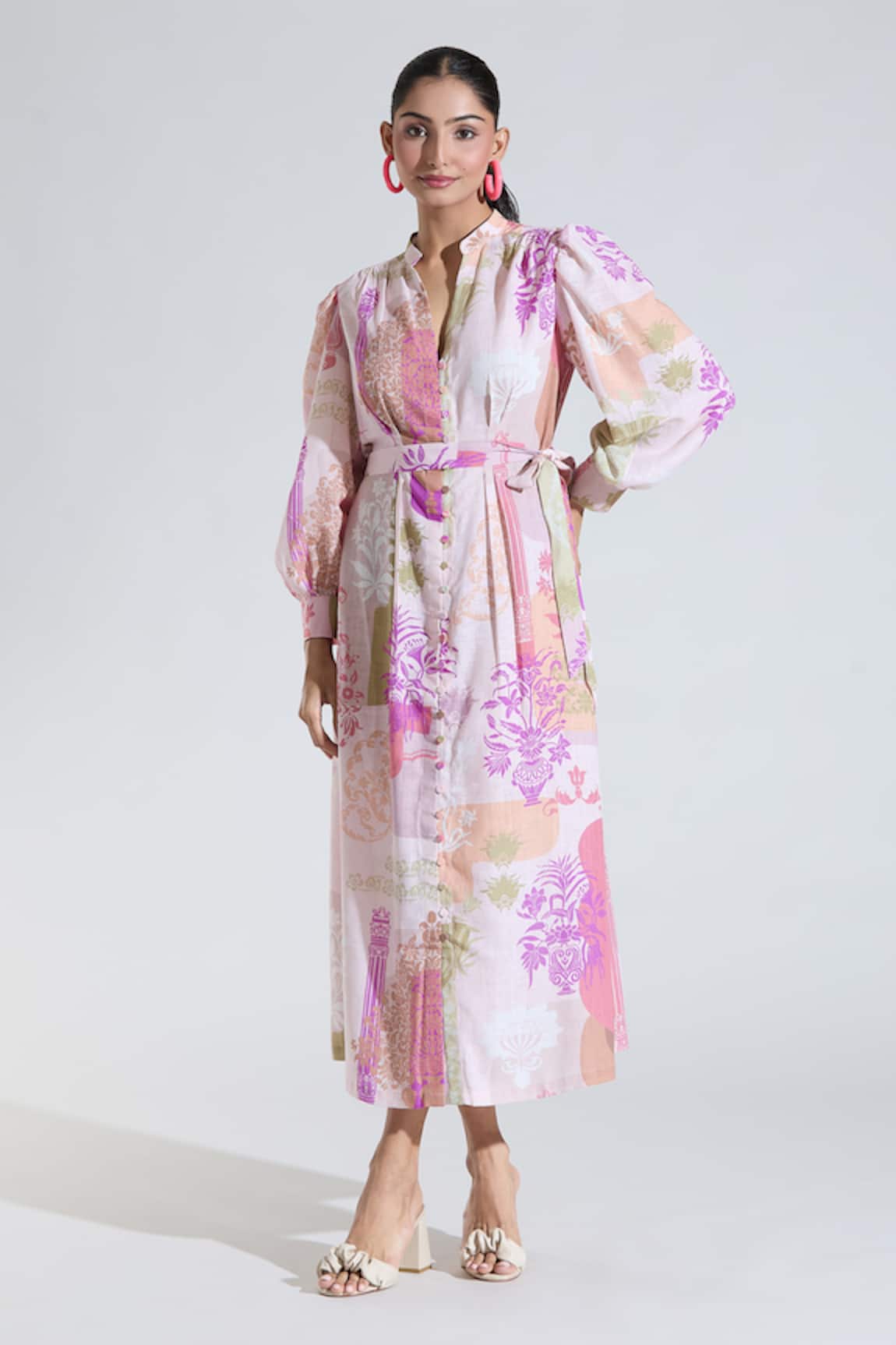 Pankaj & Nidhi Floral Print Shirt Dress