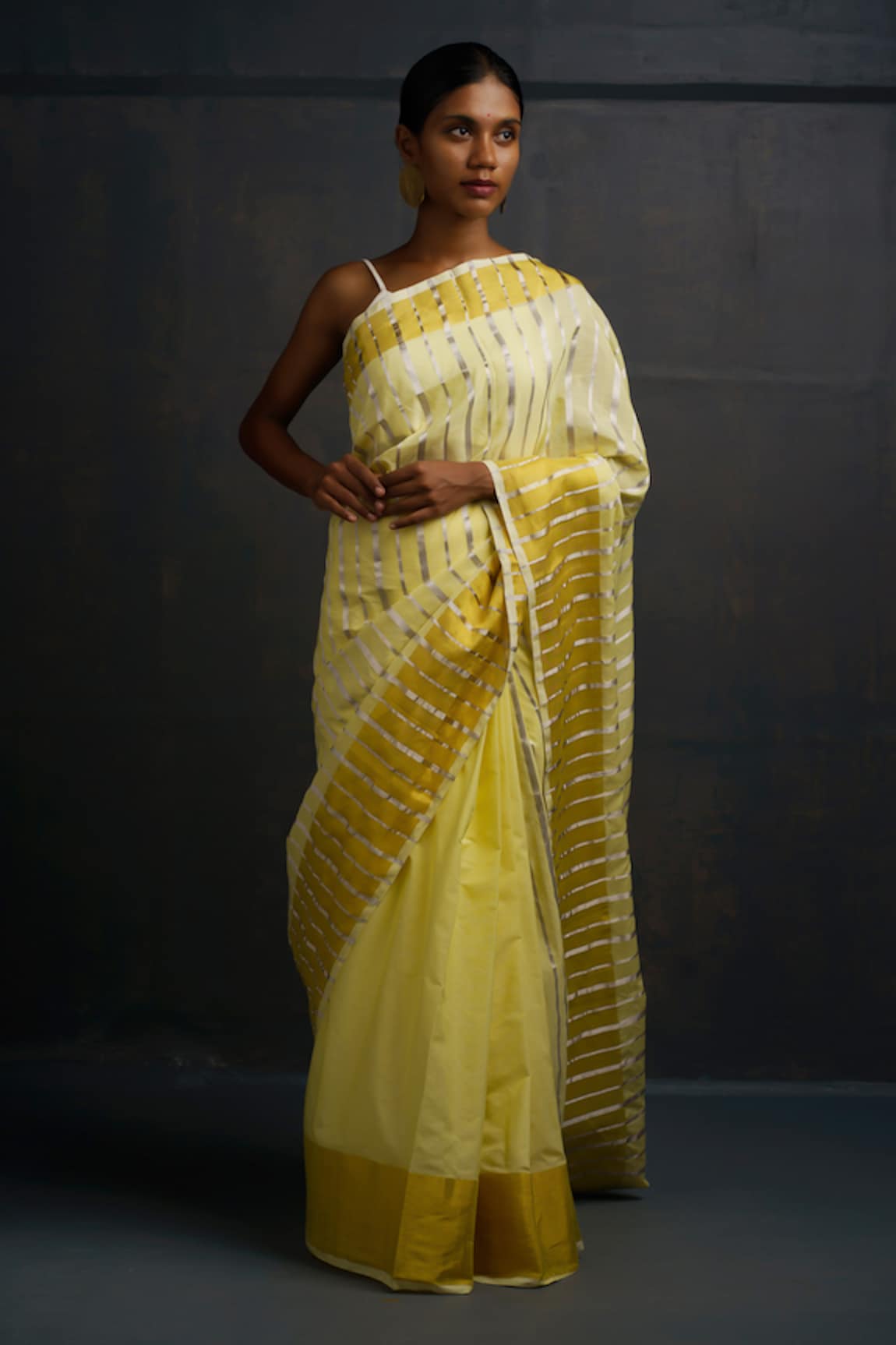 Rouka by Sreejith Jeevan Handwoven Cotton Saree With Unstitched Blouse Piece