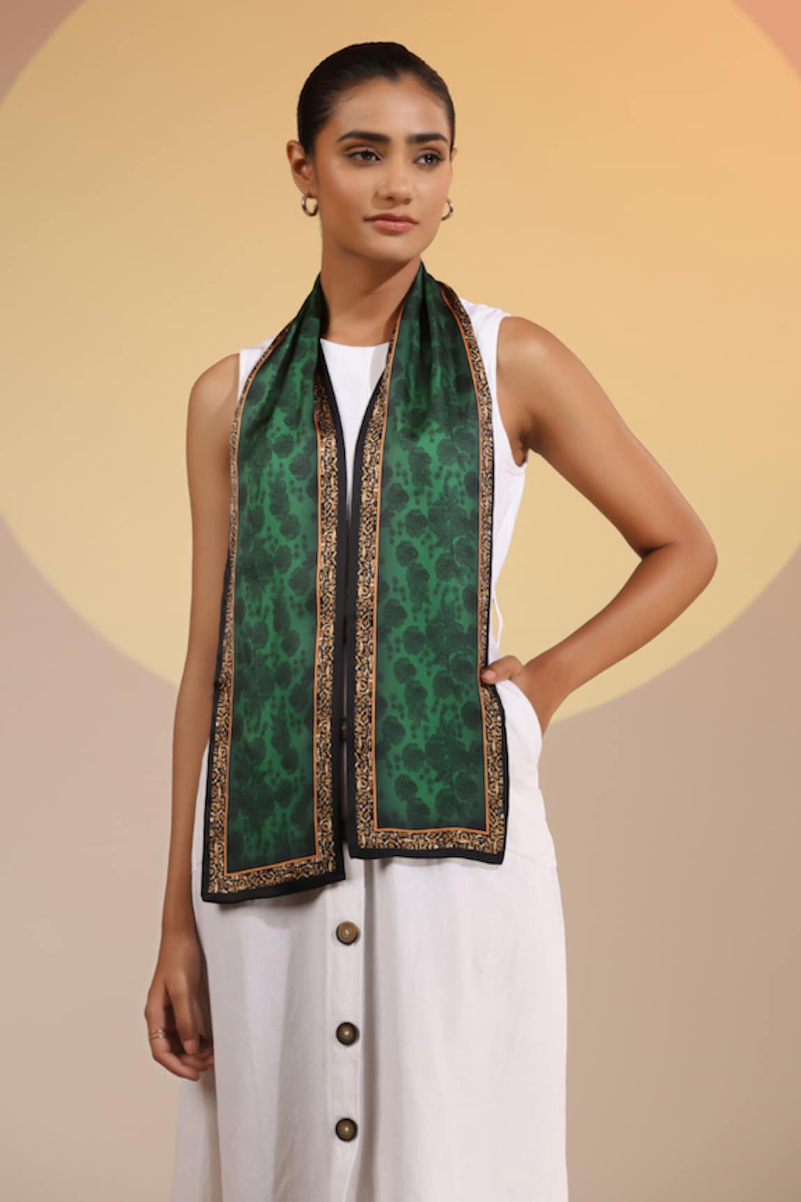 DUSALA Arwa Silk Floral Neck Scarf