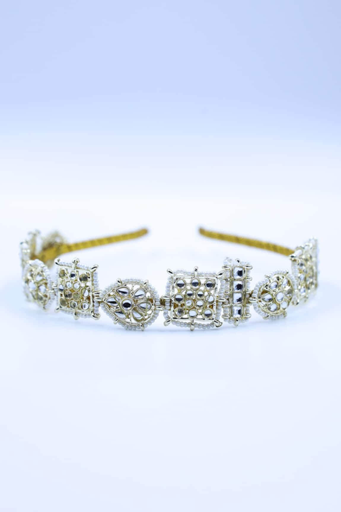 Foot Fuel Crystals Embellished Geometric Carved Brooch Hairband 
