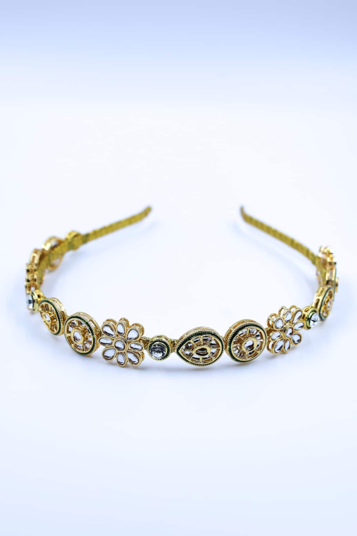 Foot Fuel Embellished Geometric Carved Brooch Hairband 