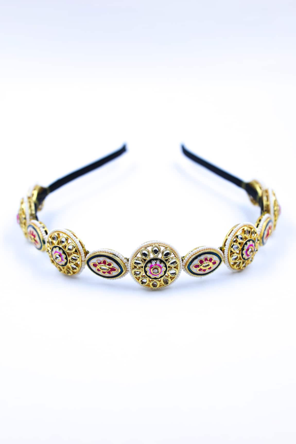 Foot Fuel Carved Floral Brooch Embellished Hairband