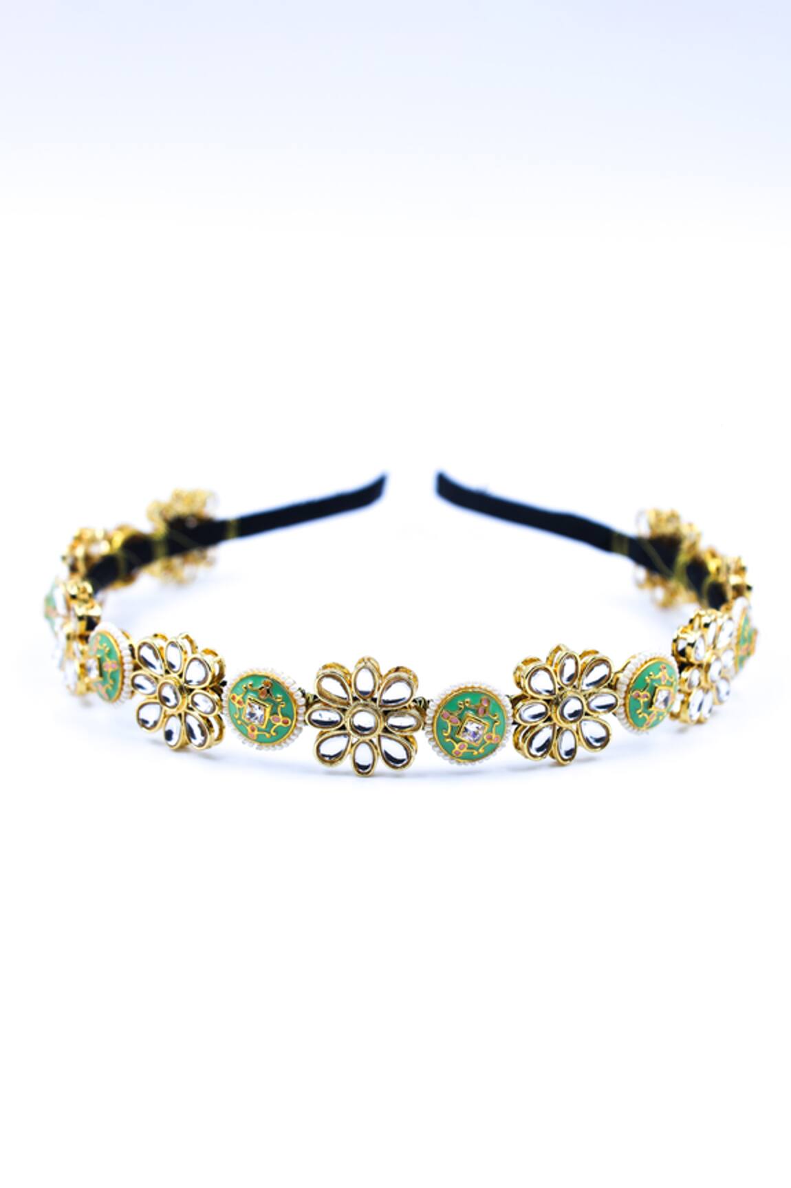 Foot Fuel Carved Floral Embellished Hairband 