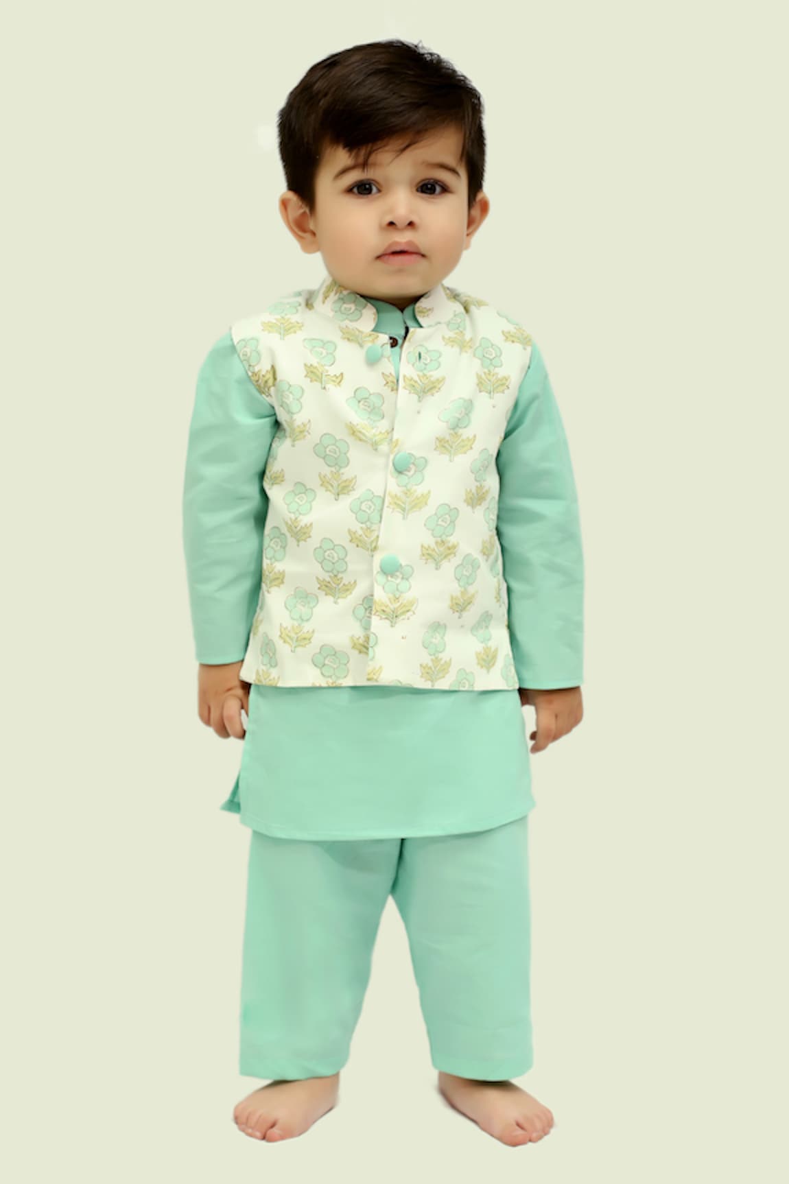 Kalp Aria Botanic Print Bundi Kurta Set