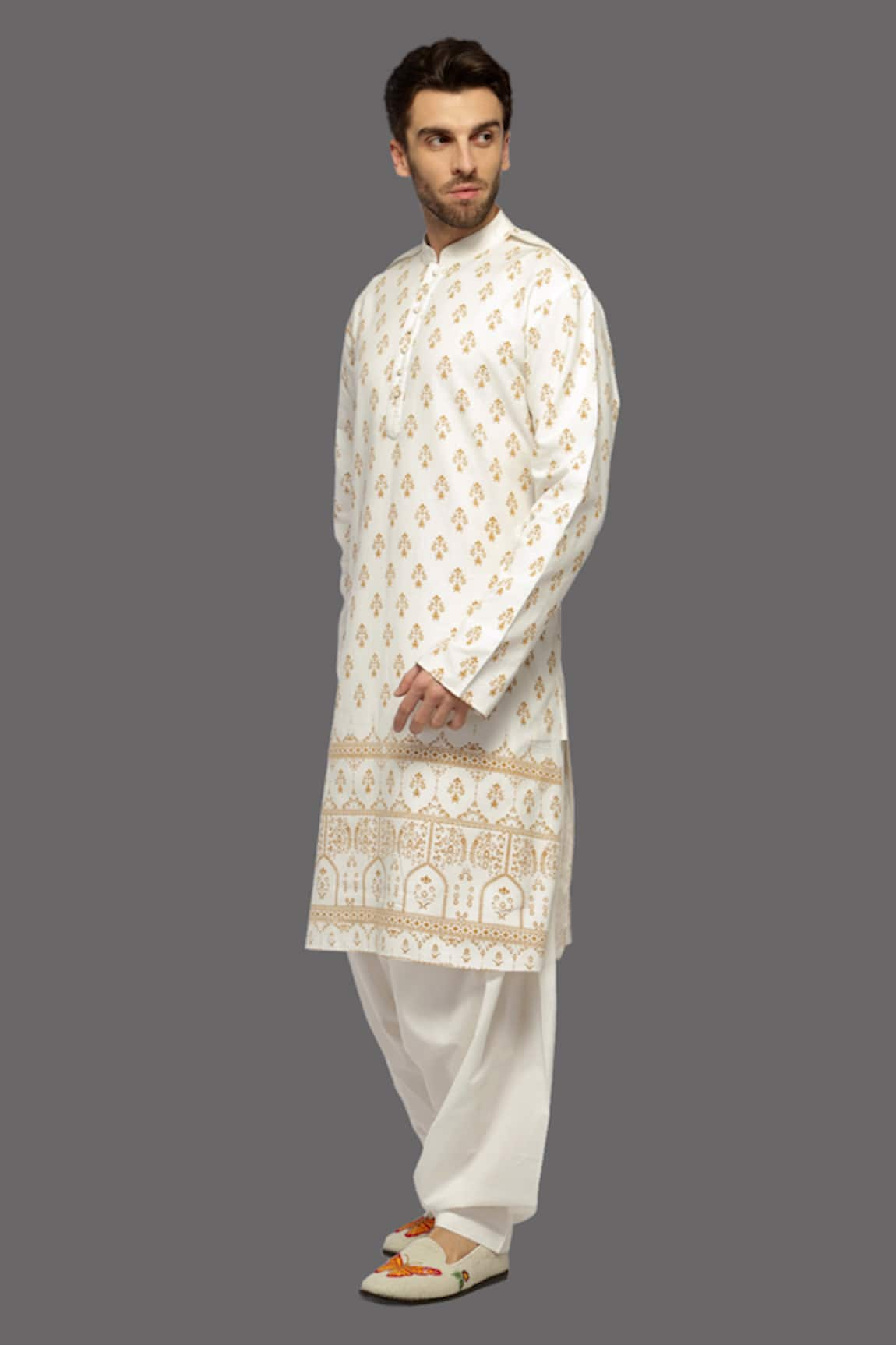 A!A By Abrar Ali Floral Print Straight Kurta & Salwar Set