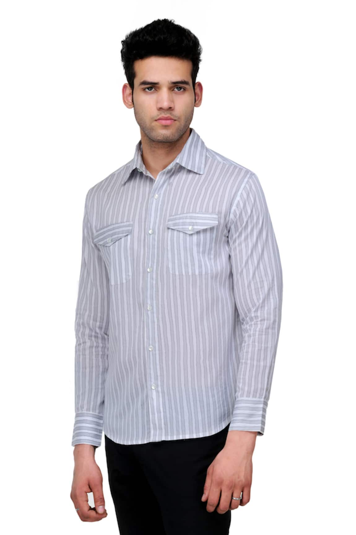 A!A By Abrar Ali Button Down Stripe Print Shirt