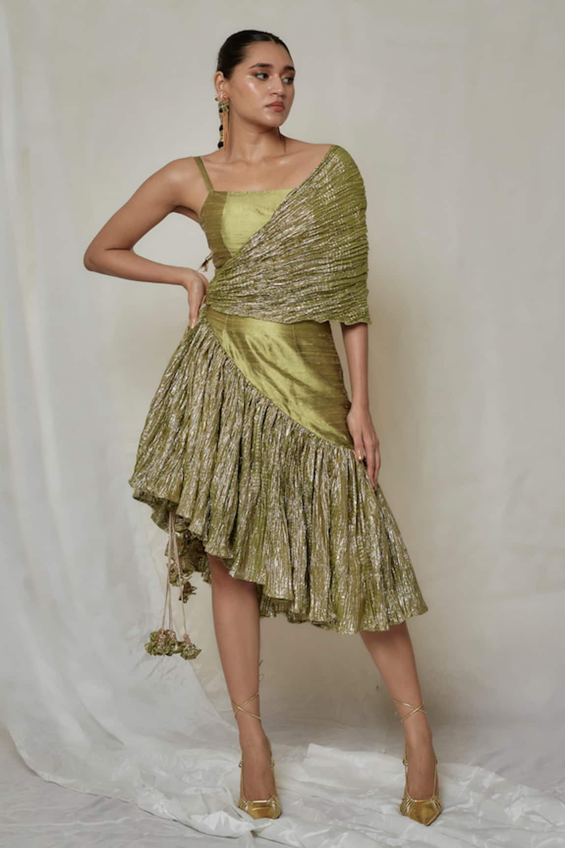 Etasha by Asha Jain Metallic Textured Dress