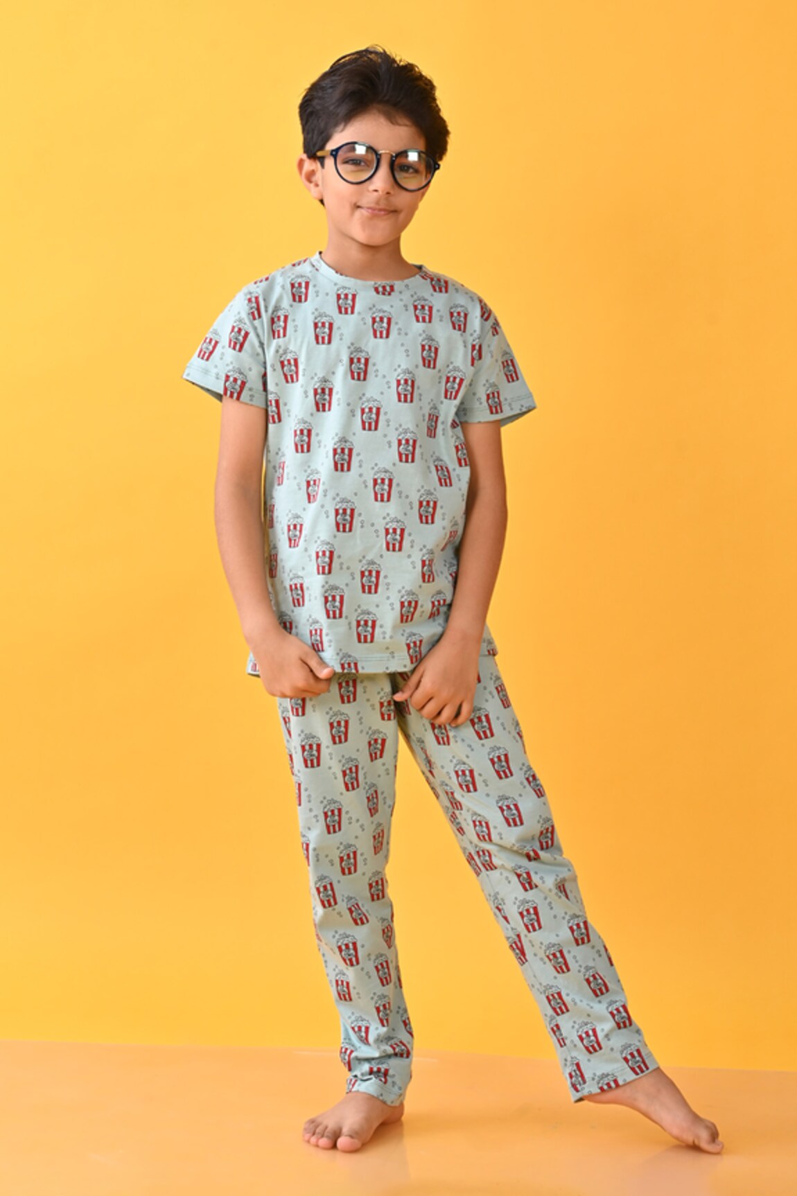 Anthrilo Popcorn Print T-Shirt With Pyjama