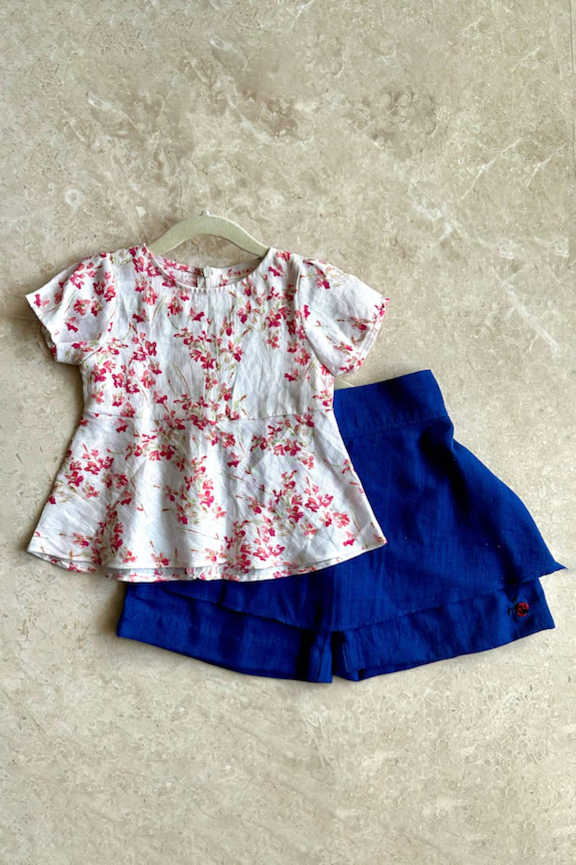 Khela Floral Print Peplum Top With Divided Skorts