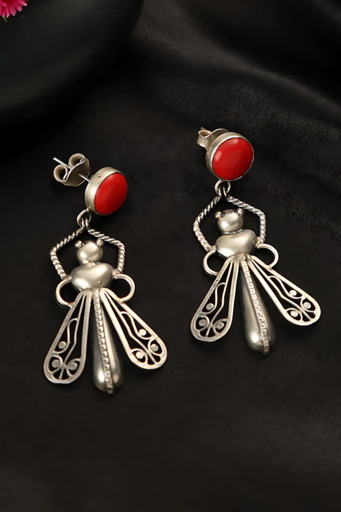 Mero Jewellery Bug Carved Earrings