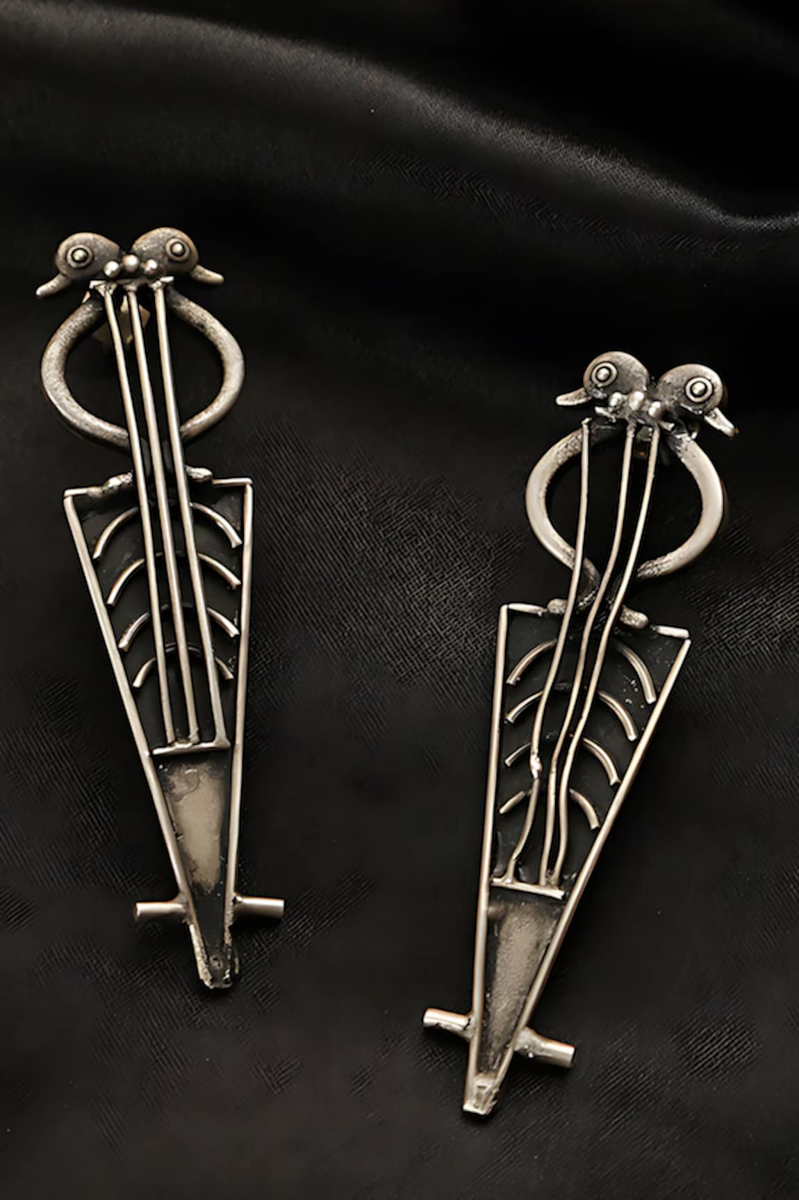 Mero Jewellery Bird & Guitar Carved Earrings