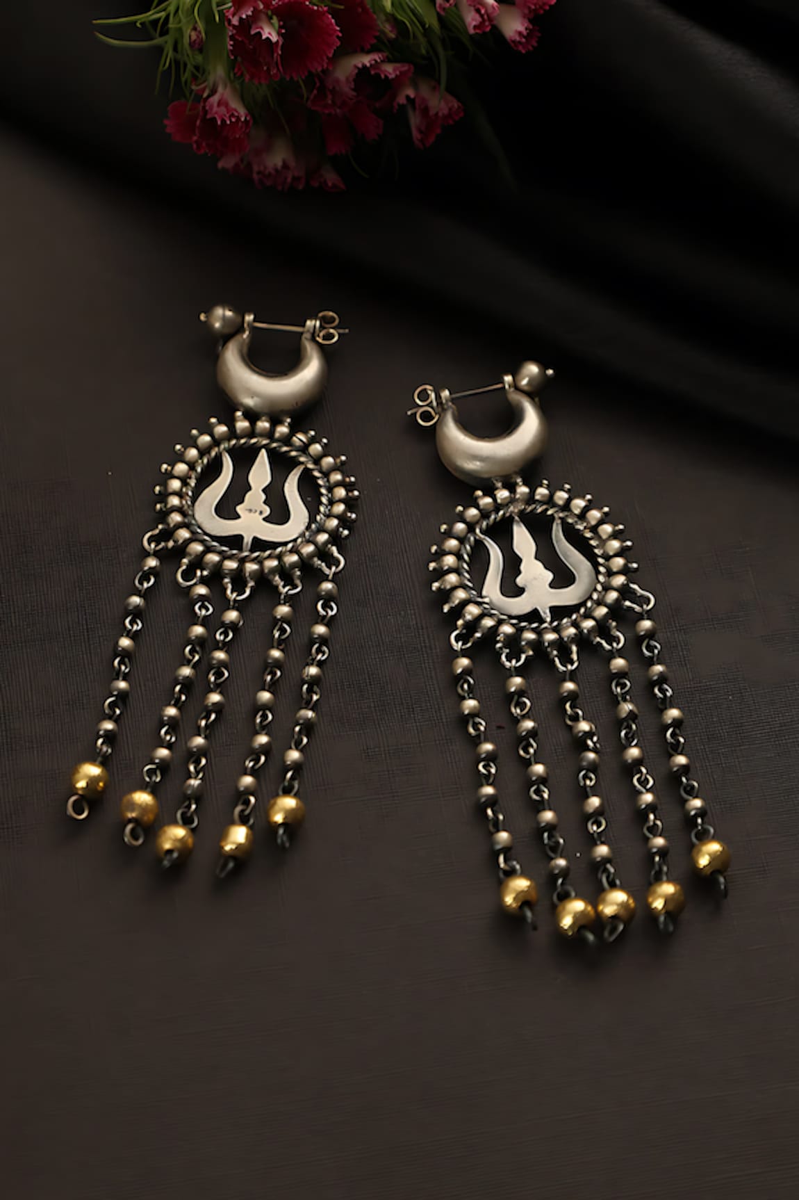 Mero Jewellery Trishul Carved Earrings