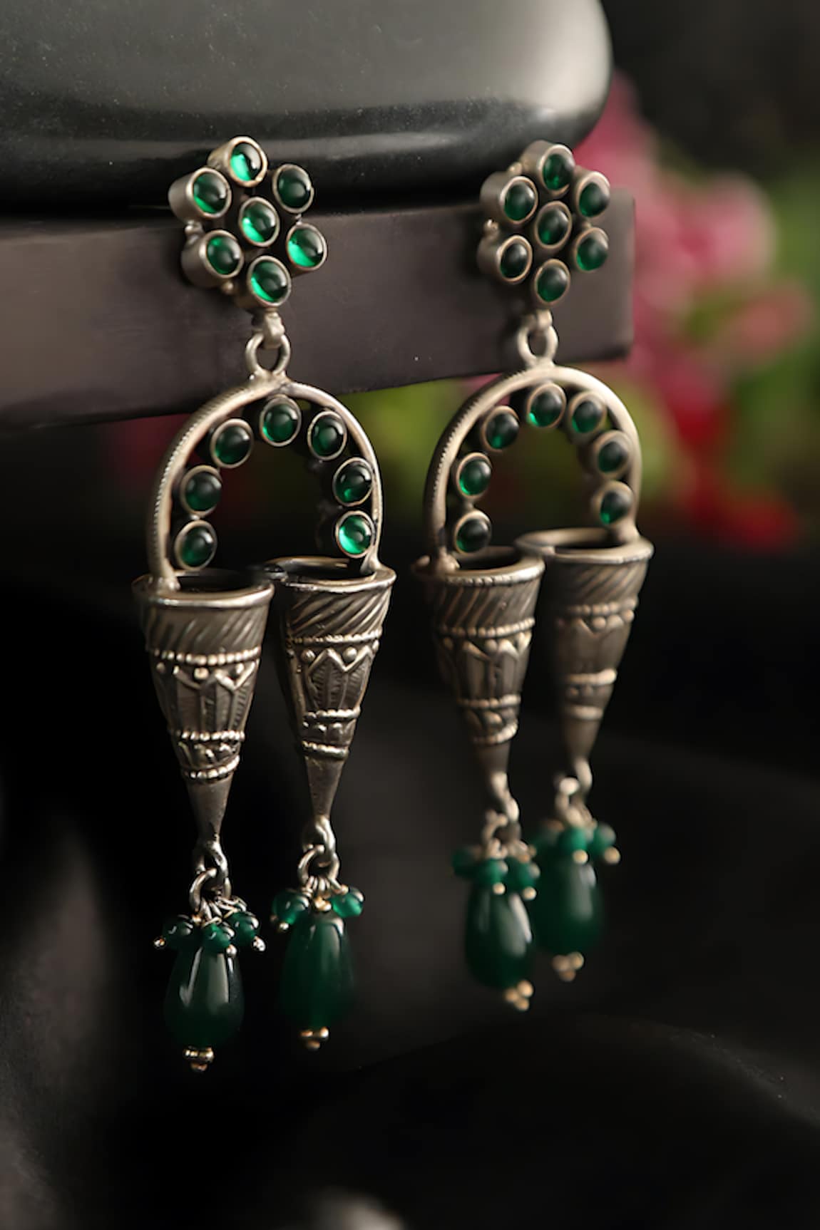 Mero Jewellery Onyx Studded Dangler Earrings