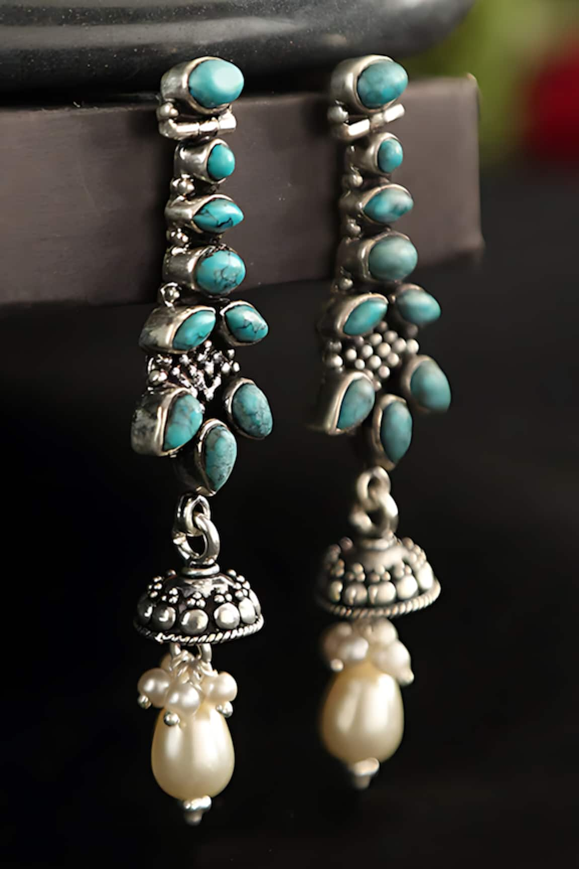 Mero Jewellery Turquoise Studded Temple Earrings