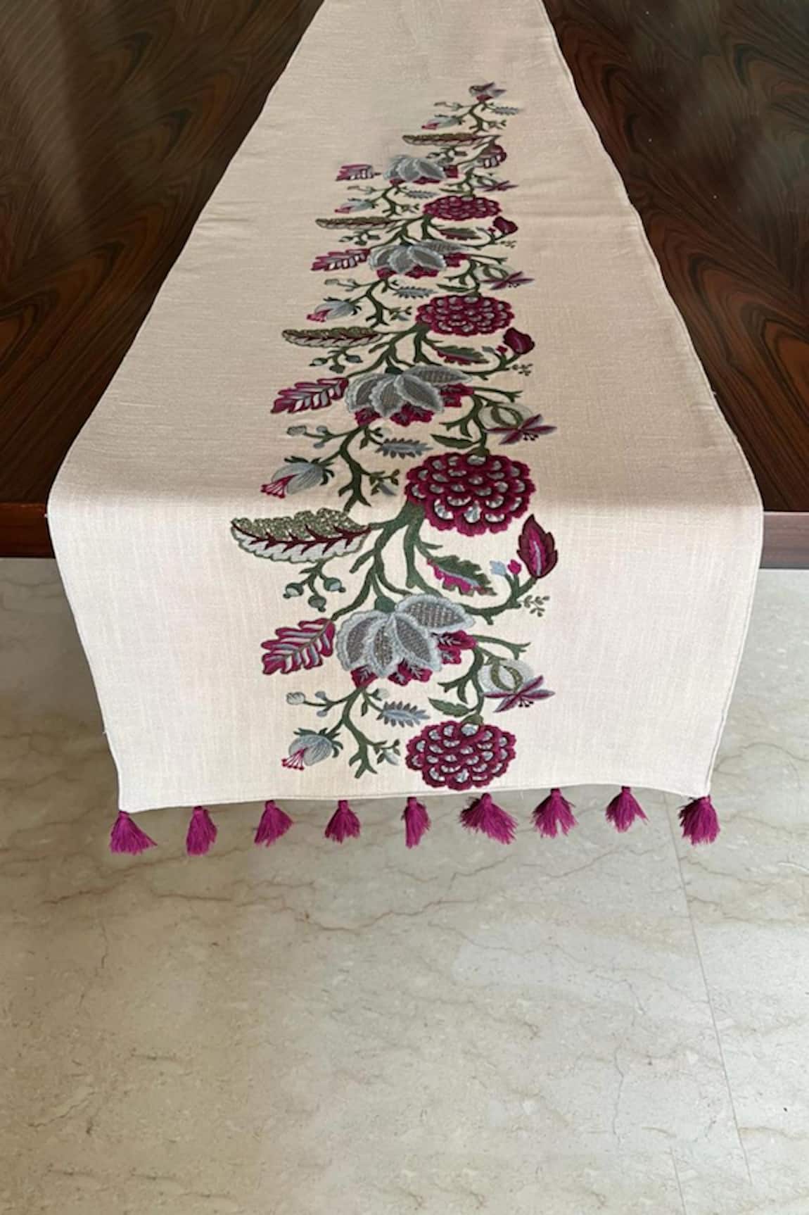House of Inari Cotton Floral Work Table Runner