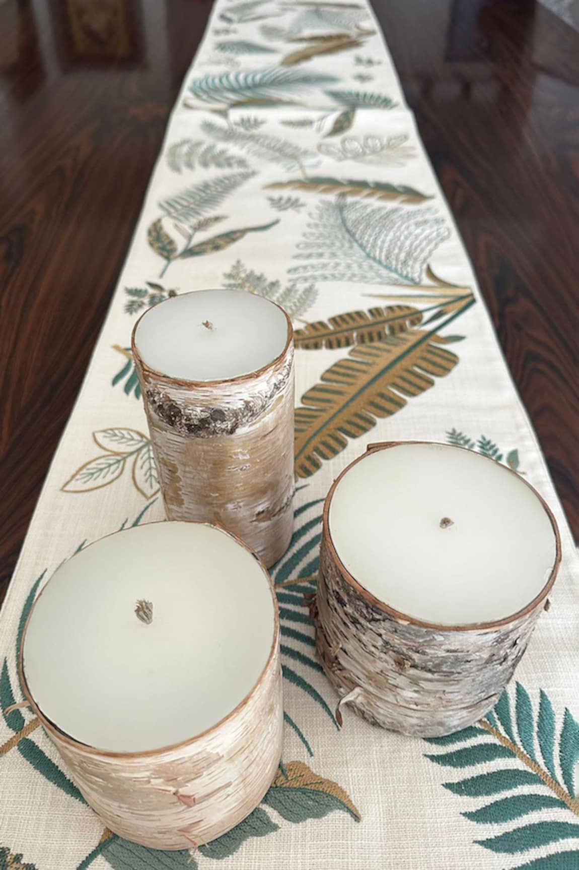 House of Inari Cotton Palm Leaves Work Table Runner