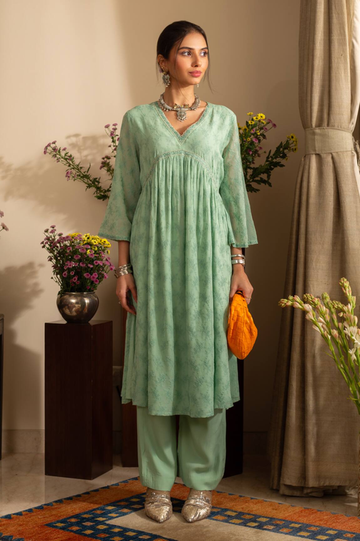 House Of Inari Khus Gardenia Embroidered Anarkali With Pant